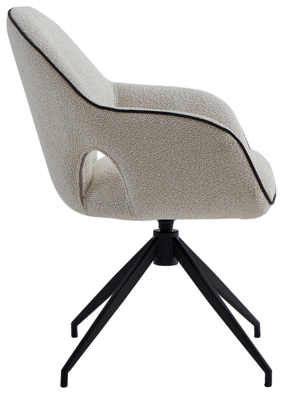 ARMLEHNSTUHL  in Eisen Leinenoptik  - Creme/Schwarz, Design, Textil/Metall (62/85/64cm) - Novel