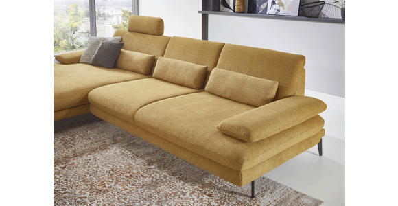 ECKSOFA in Chenille Currygelb  - Currygelb/Schwarz, Design, Textil/Metall (180/310cm) - Dieter Knoll