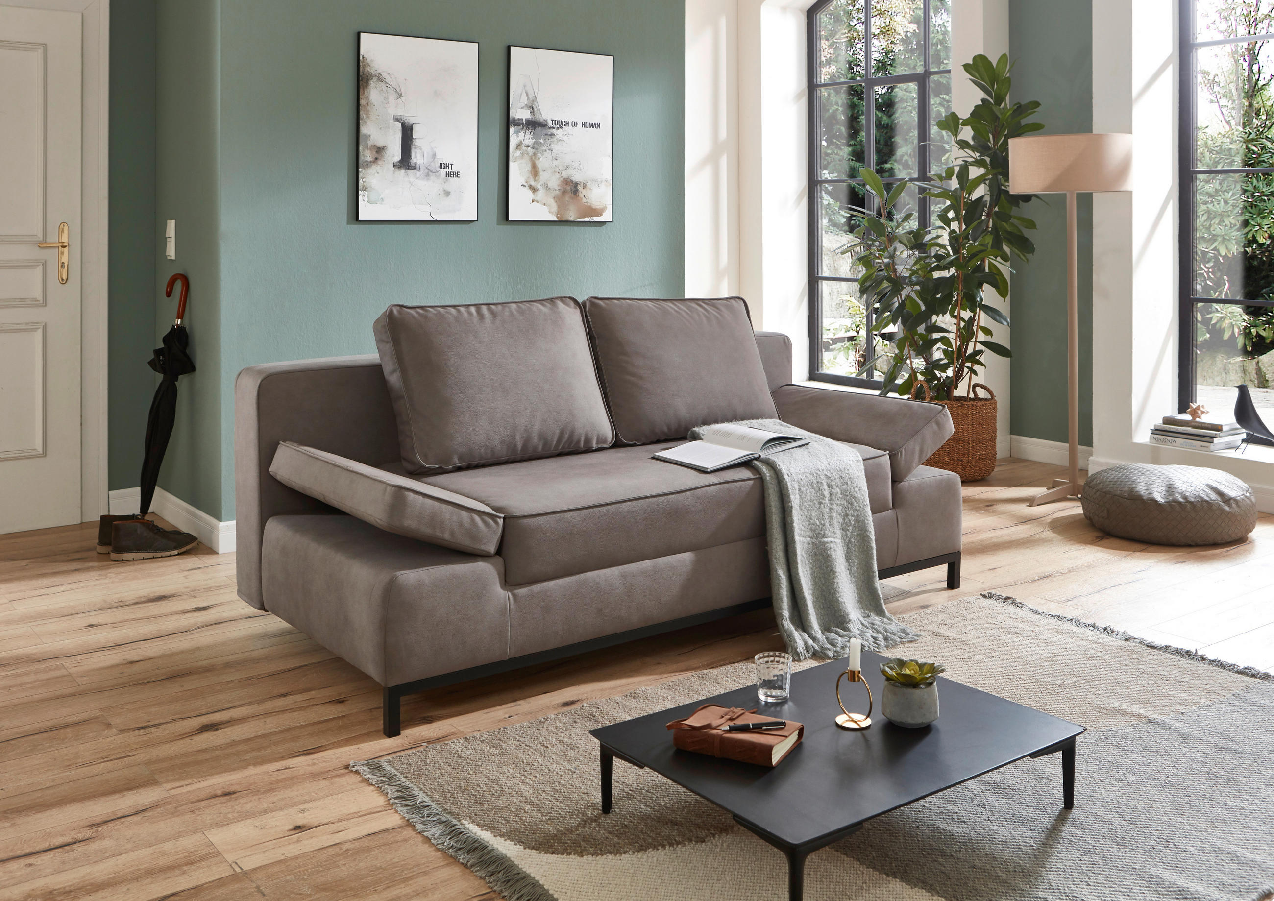 SCHLAFSOFA Mikrofaser Grau  - Schwarz/Grau, KONVENTIONELL, Kunststoff/Textil (202/90/97cm) - Carryhome