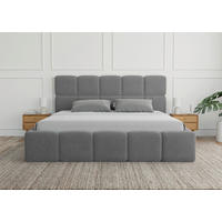 POLSTERBETT 140/200 cm,  in Grau, Lattenrost, Bettkasten,  - Schwarz/Grau, Design, Holz/Textil (140/200cm) - Boxxx