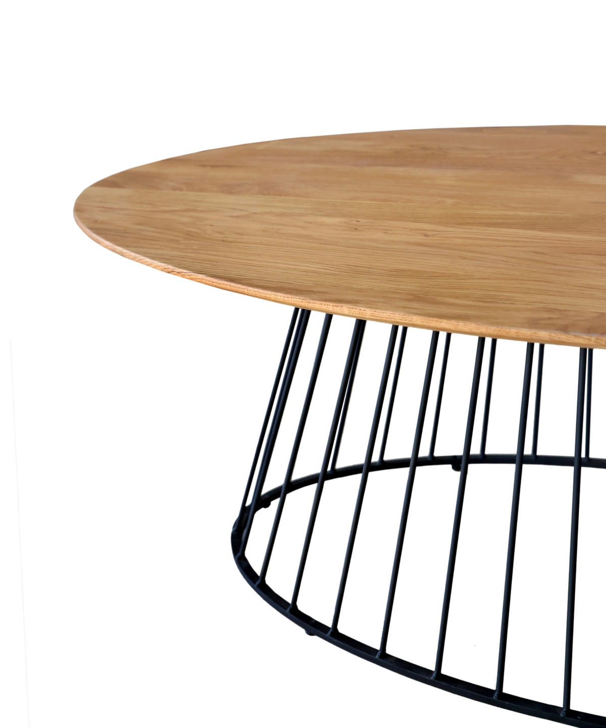 COUCHTISCH Eiche massiv oval Naturfarben, Schwarz  - Schwarz/Naturfarben, Design, Holz/Metall (120/40/65cm) - MID.YOU