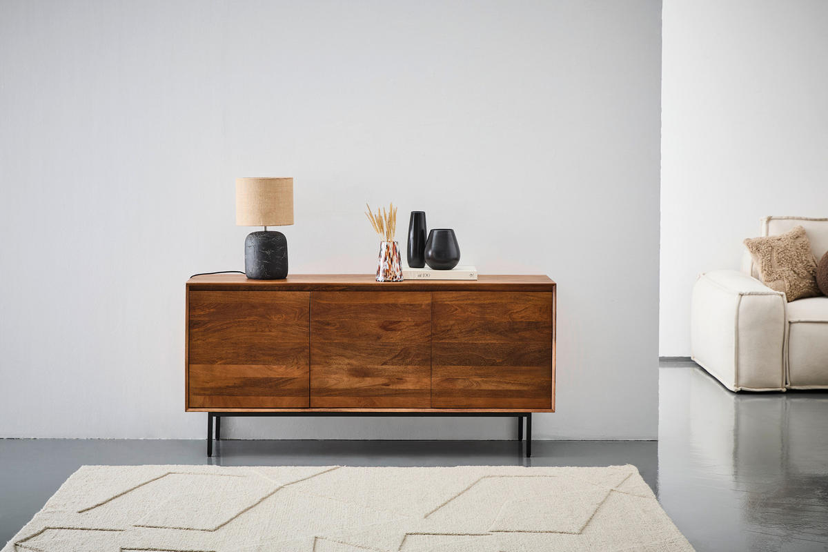 SIDEBOARD  in 160/76/40 cm  - Schwarz/Naturfarben, LIFESTYLE, Holz/Metall (160/76/40cm) - Livetastic