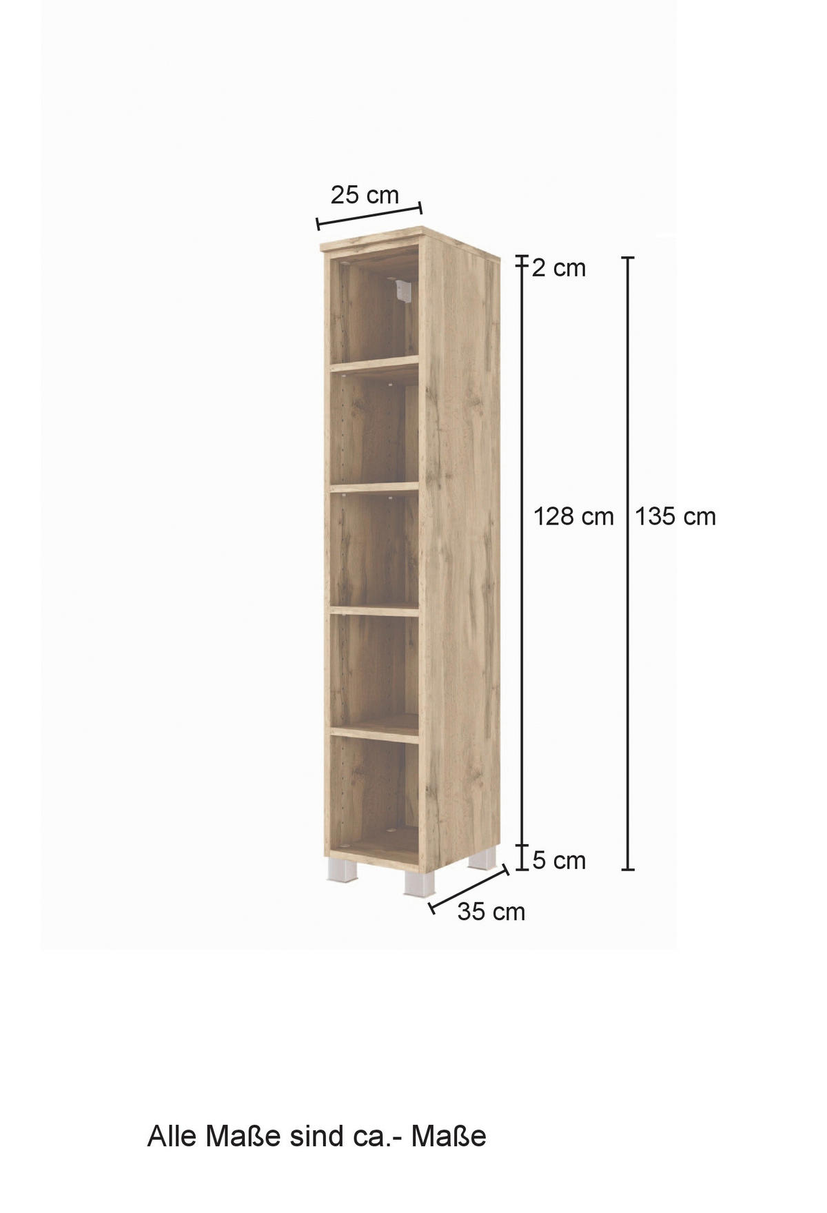 BADEZIMMERREGAL  - Eichefarben/Silberfarben, Konventionell, Holzwerkstoff/Kunststoff (25cm) - Held