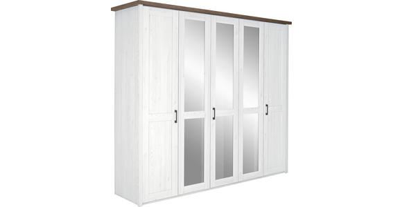 DREHTÜRENSCHRANK in Weiß, Trüffeleichefarben - Trüffeleichefarben/Weiß, LIFESTYLE, Glas/Holzwerkstoff (241/212/62cm) - Carryhome