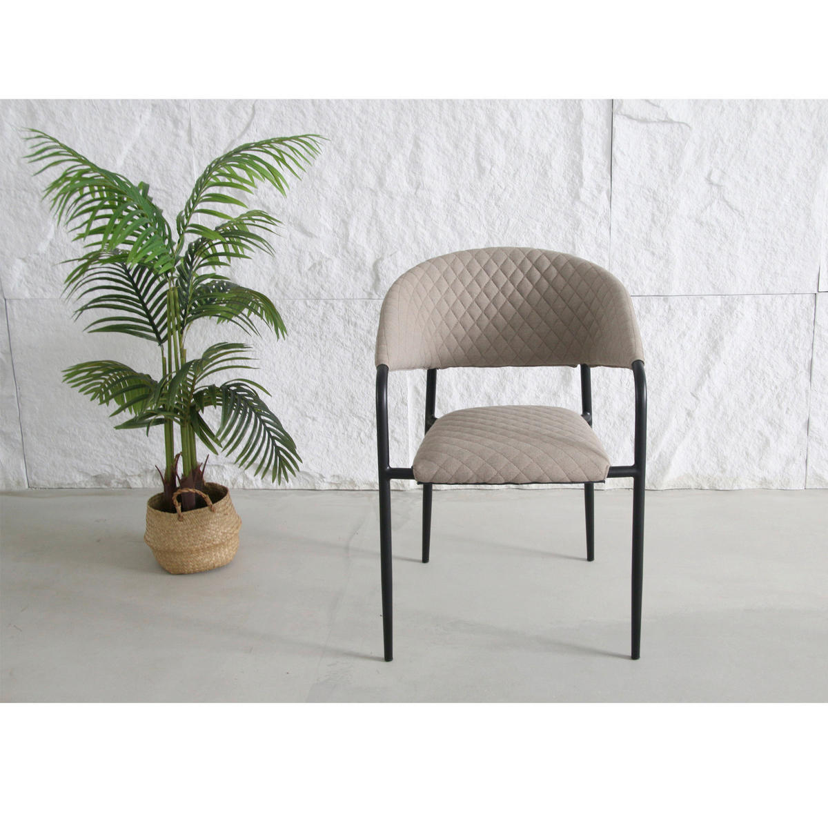 STAPELSESSEL in Metall, Textil Naturfarben, Sandfarben  - Sandfarben/Anthrazit, MODERN, Textil/Metall (58/83/66cm) - Gardenson