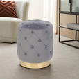 HOCKER Samt Kiefer Grau, Goldfarben  - Goldfarben/Grau, Trend, Holz/Textil (37,5/40/37,5cm) - Xora