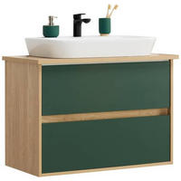 WASCHTISCHKOMBI 86 cm  - Waldgrün/Eichefarben, Basics, Keramik/Holzwerkstoff (86cm) - Stylife
