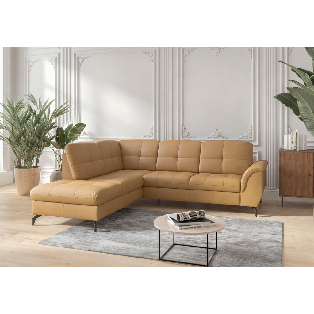 Sit & More ROHOVÁ SEDAČKA, textil, koža, kari žltá