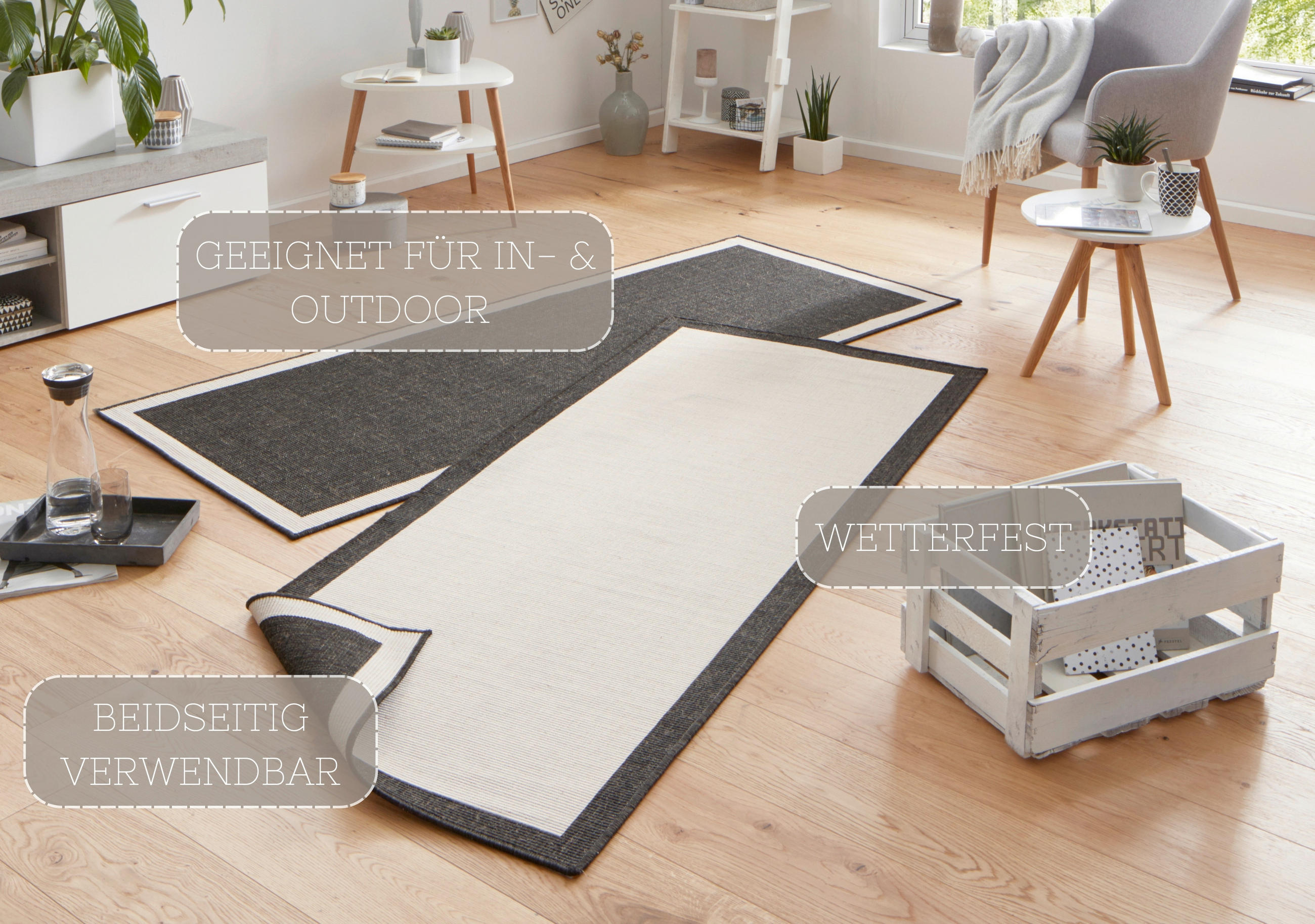 LÄUFER 80/250 cm Twin  - Creme/Schwarz, Design, Kunststoff (80/250cm)