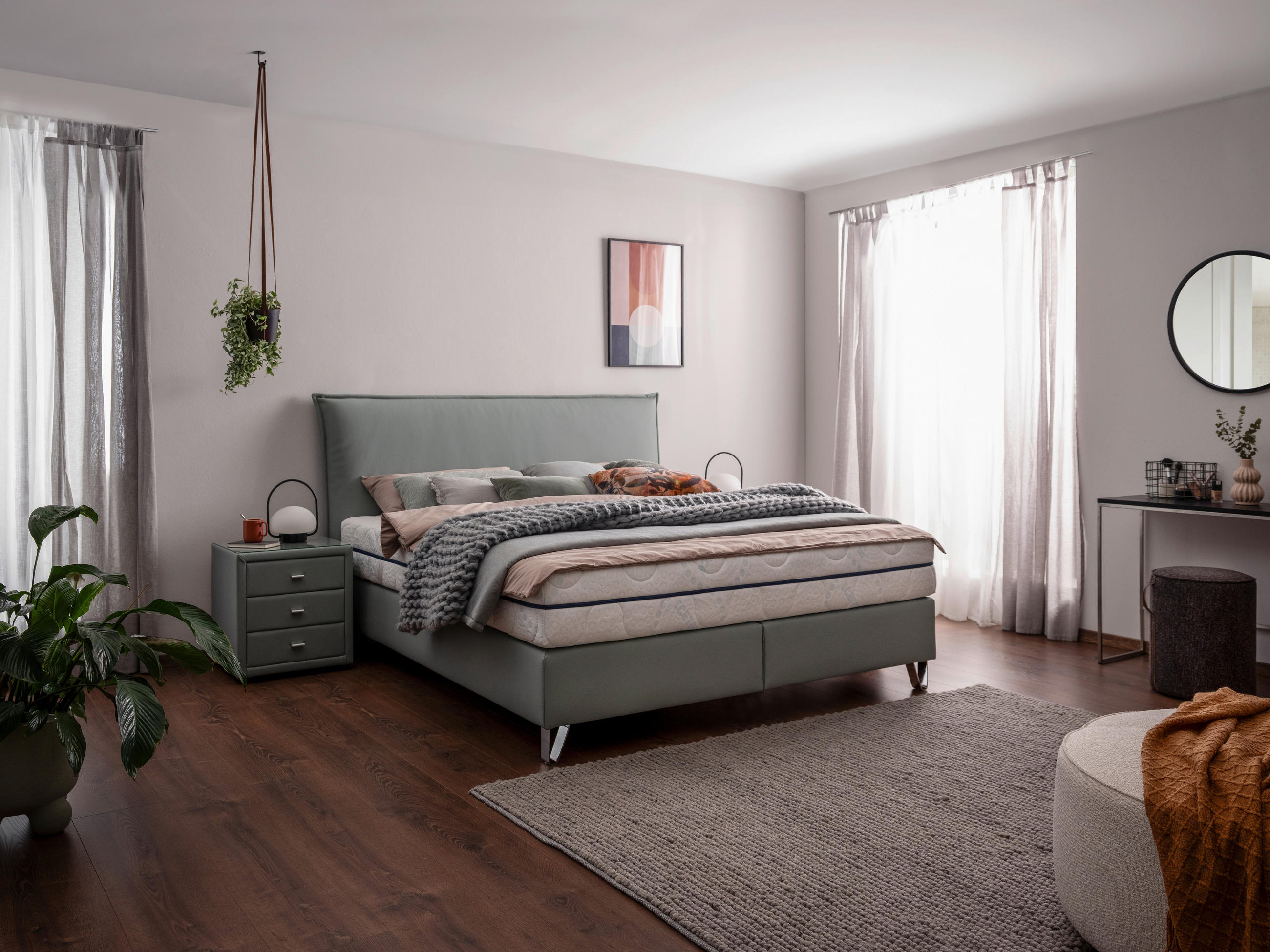 BOXSPRING-ÁGY 180/200 cm  olívazöld  - olívazöld, Basics, textil (180/200cm) - Esposa