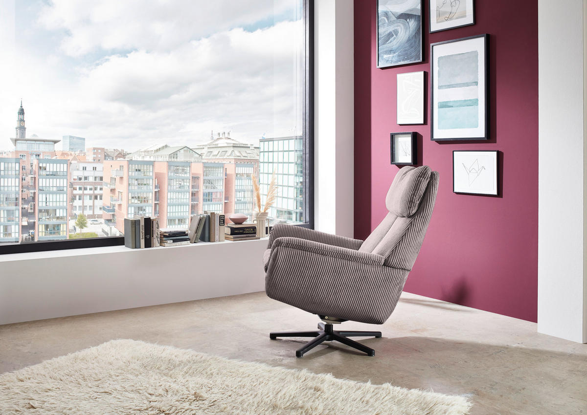 RELAXSESSEL in Textil Altrosa  - Schwarz/Altrosa, Design, Textil/Metall (79/108/89cm) - Beldomo Style