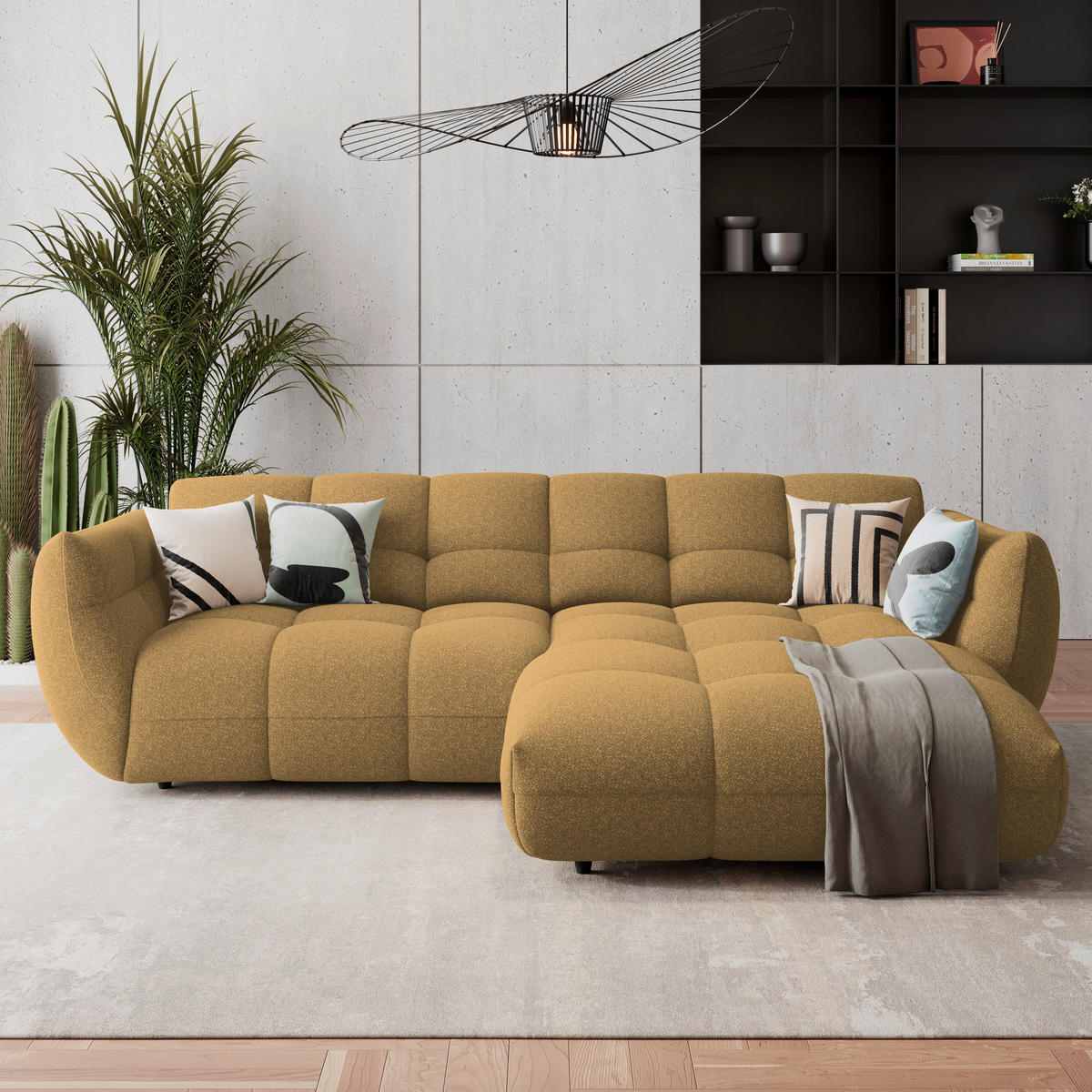 ECKSOFA Chenille Goldfarben  - Goldfarben/Schwarz, Trend, Kunststoff/Textil (280/178cm) - MID.YOU
