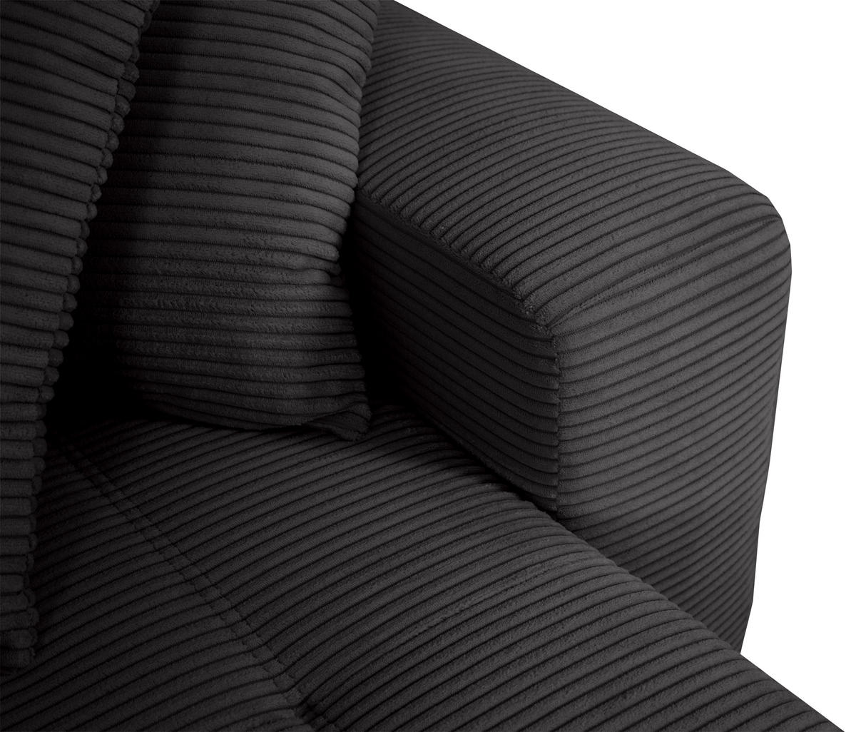ECKSOFA in Cord Dunkelgrau  - Dunkelgrau/Schwarz, Design, Kunststoff/Textil (248/146cm) - MID.YOU