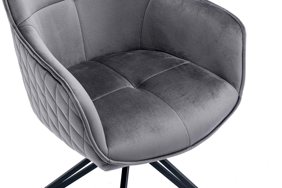 DREHSTUHL  in Samt Grau  - Schwarz/Grau, MODERN, Textil/Metall (59/83/60cm) - Livetastic