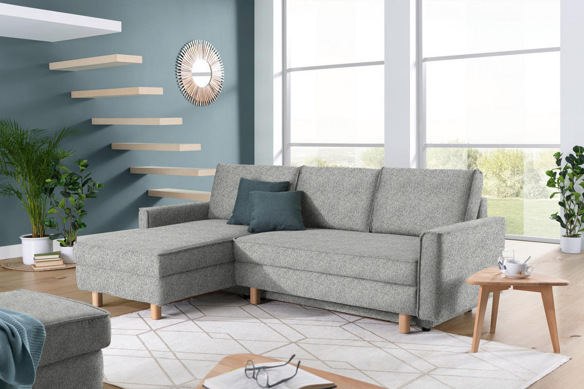 ECKSOFA  in Mikrovelours Naturfarben  170/237 cm  - Eichefarben/Naturfarben, KONVENTIONELL, Holz/Textil (170/237cm) - Sedda