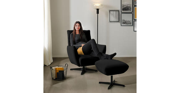 SESSEL in Teddystoff Schwarz  - Schwarz, Design, Textil/Metall (60/94/86cm) - Dieter Knoll