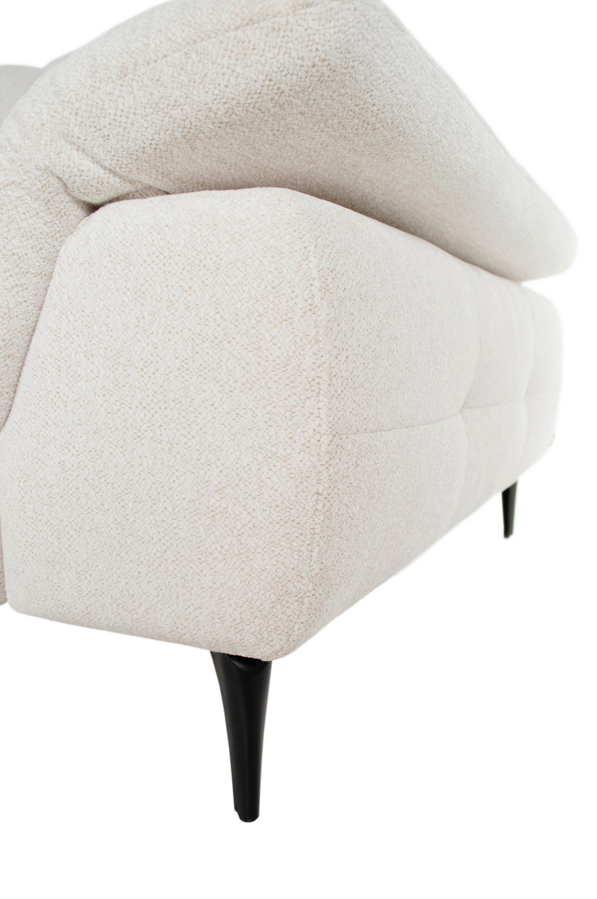 ECKSOFA ALMA in Chenille Creme  191/285 cm  - Creme/Schwarz, Design, Textil/Metall (191/285cm) - Livetastic