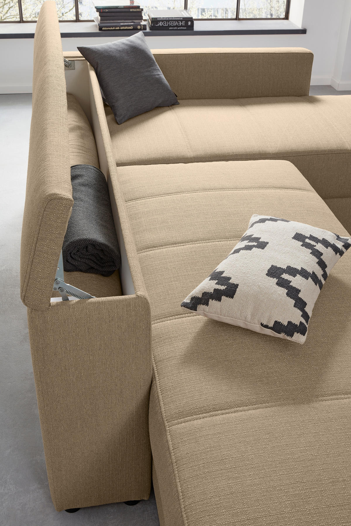ECKSOFA in Webstoff Beige  229/287 cm  - Beige/Schwarz, Design, Kunststoff/Textil (229/287cm) - LOOKS by W.Joop