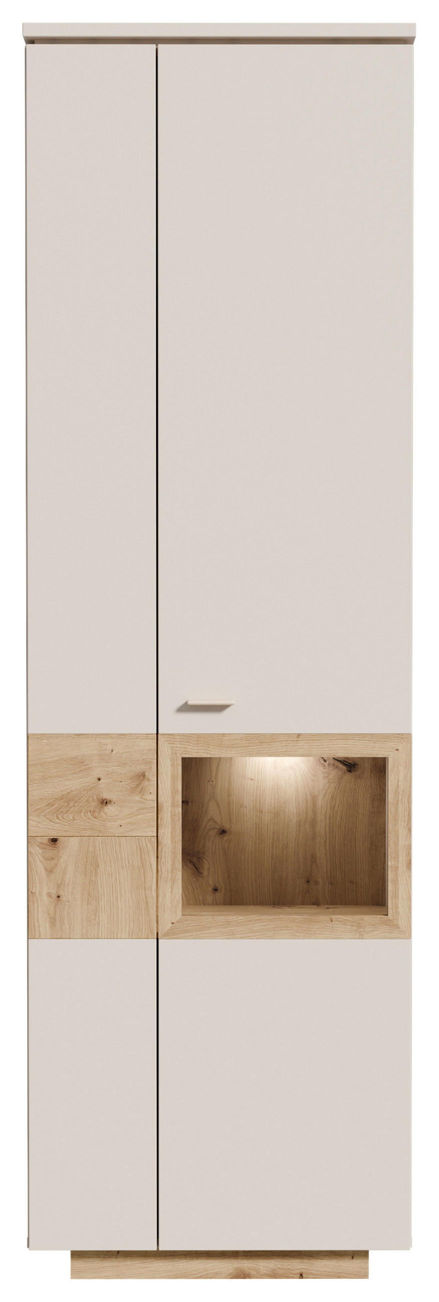 VITRINA boja hrasta, boja peska   - siva/boja hrasta, Moderno, metal/pločasti materijal (60,7/197,2/41,6cm)