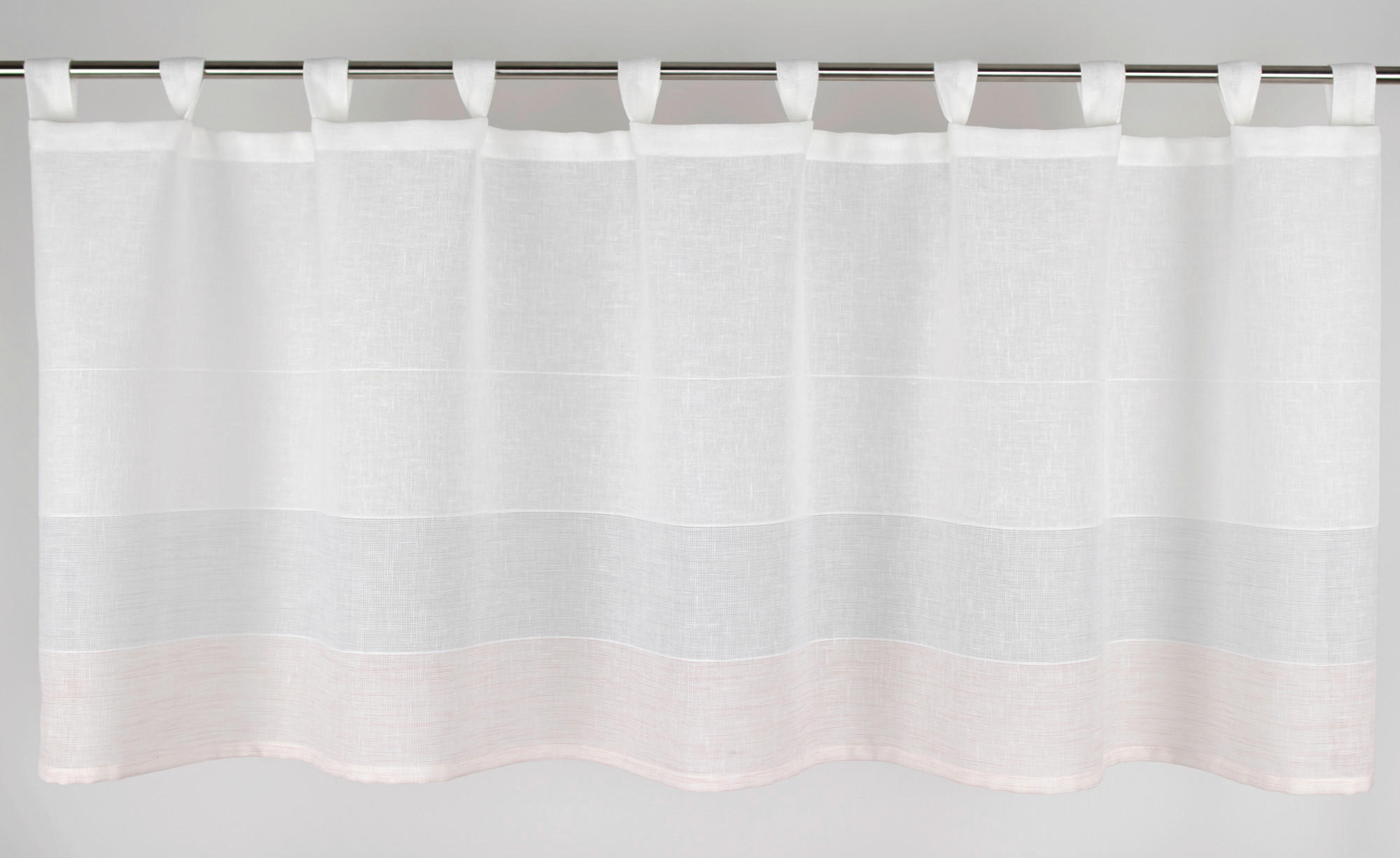 Thumbnail - Kurzgardine Schlaufenpanneaux, Weiß, Hellrosa, Textil, Streifen, 140x50 cm, Oeko-Tex® Standard 100, ohne Technik, Wohnte...