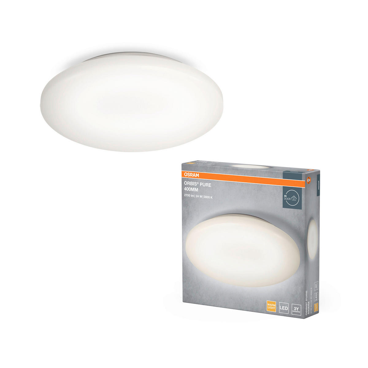 LED-DECKENLEUCHTE 40/8 cm   - Weiß, Basics, Kunststoff/Metall (40/8cm) - Osram