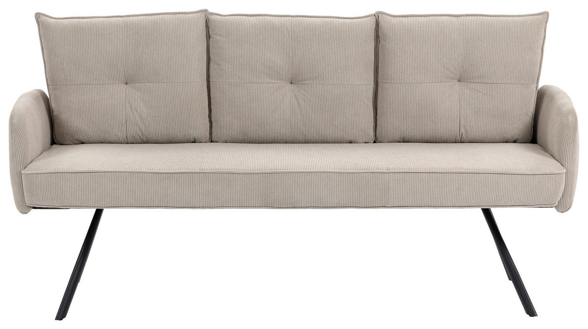 SITZBANK 180/93/67 cm Cord Beige Metall  - Beige/Schwarz, Design, Textil/Metall (180/93/67cm) - Novel