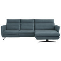 ECKSOFA in Echtleder Blaugrau  - Blaugrau/Schwarz, Design, Leder/Metall (300/157cm) - Dieter Knoll