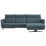 ECKSOFA  in Echtleder Blaugrau  300/157 cm  - Blaugrau/Schwarz, Design, Leder/Metall (300/157cm) - Dieter Knoll