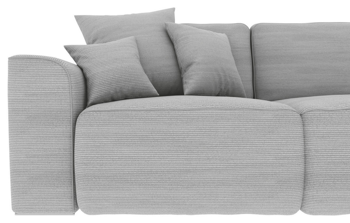 ECKSOFA in Cord Grau  - Chromfarben/Grau, Konventionell, Kunststoff/Textil (293/195cm) - MID.YOU