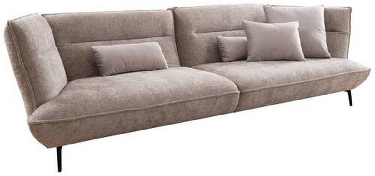 MEGASOFA Flachgewebe Taupe  - Taupe/Schwarz, Design, Textil/Metall (339/92/99cm) - Moderano