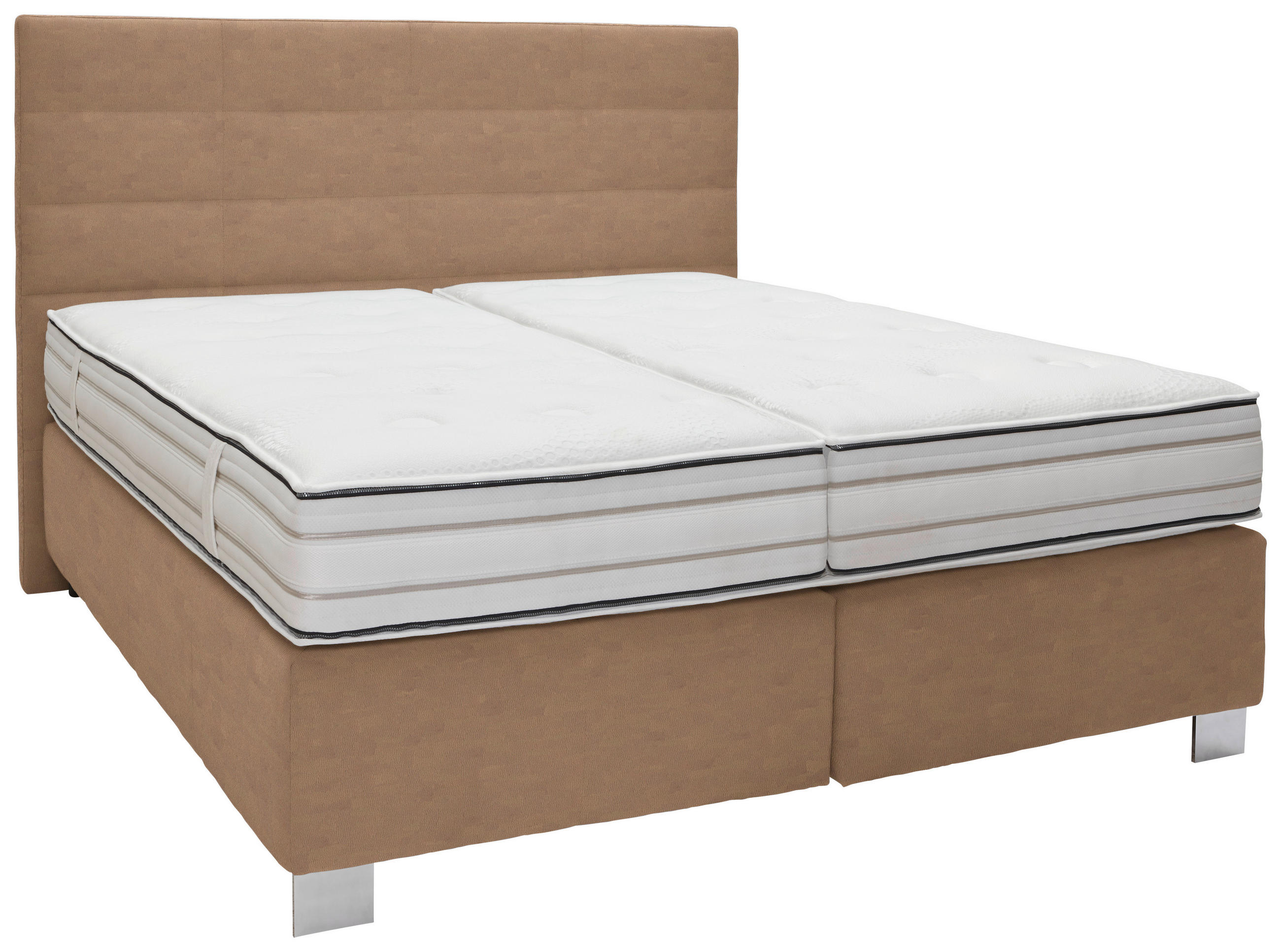 BOXSPRINGBETT 180/200 cm  in Sandfarben  - Sandfarben/Alufarben, Konventionell, Holzwerkstoff/Textil (180/200cm) - Dieter Knoll