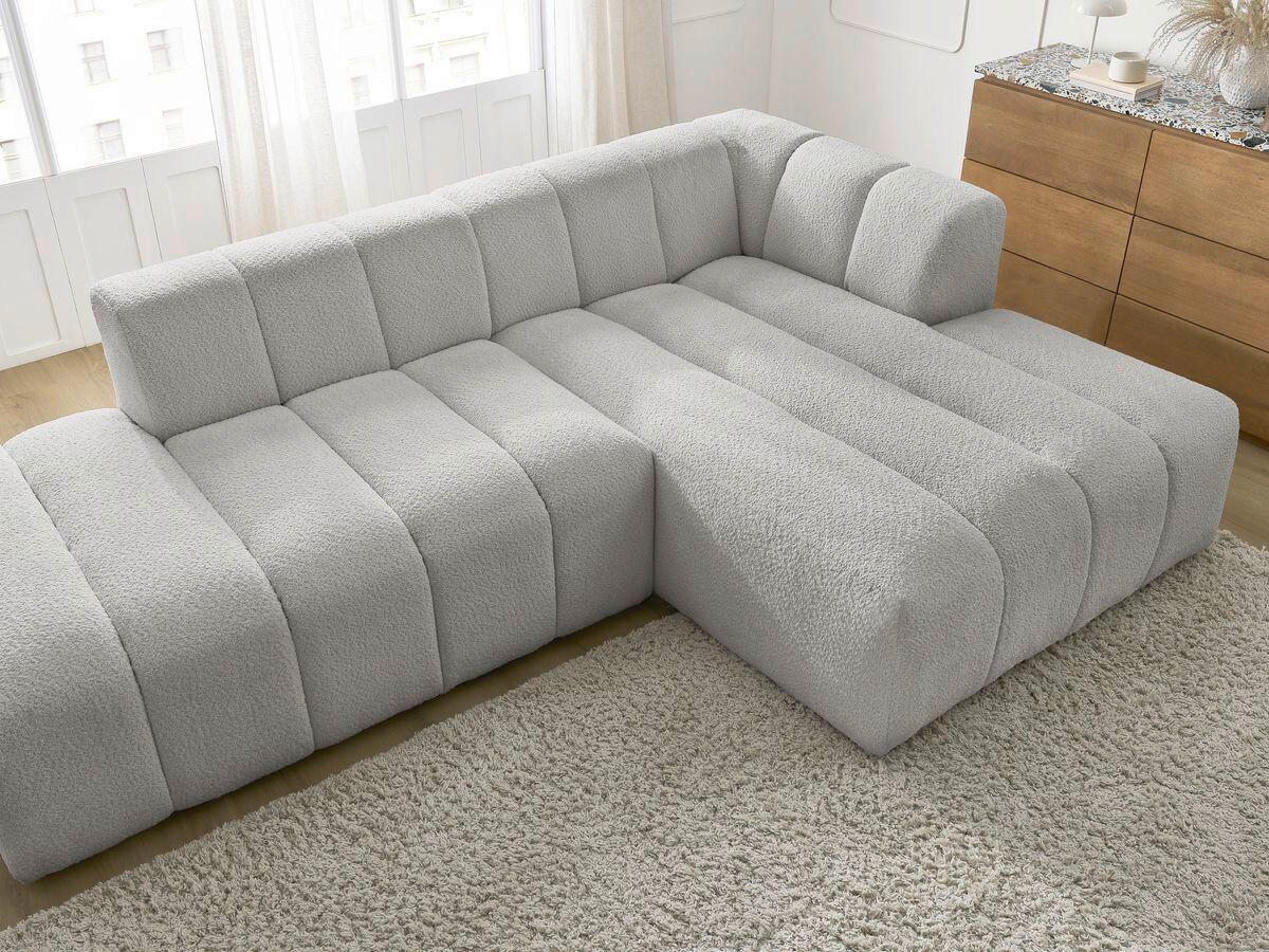 ECKSOFA  ANNECY Hellgrau Bouclé  - Hellgrau/Schwarz, MODERN, Kunststoff/Textil (262/170cm)