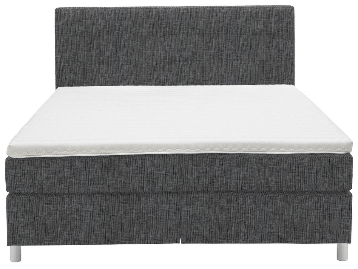 BOXSPRINGBETT 180/200 cm  in Grau  - Chromfarben/Grau, Konventionell, Kunststoff/Textil (180/200cm) - Voleo