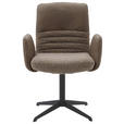 ARMLEHNSTUHL  in Stahl Flachgewebe Echtleder pigmentiert  - Schlammfarben/Graubraun, Design, Leder/Textil (64/93/69cm) - Dieter Knoll