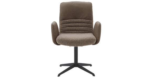 ARMLEHNSTUHL in Stahl Flachgewebe Echtleder pigmentiert - Schlammfarben/Graubraun, Design, Leder/Textil (64/93/69cm) - Dieter Knoll