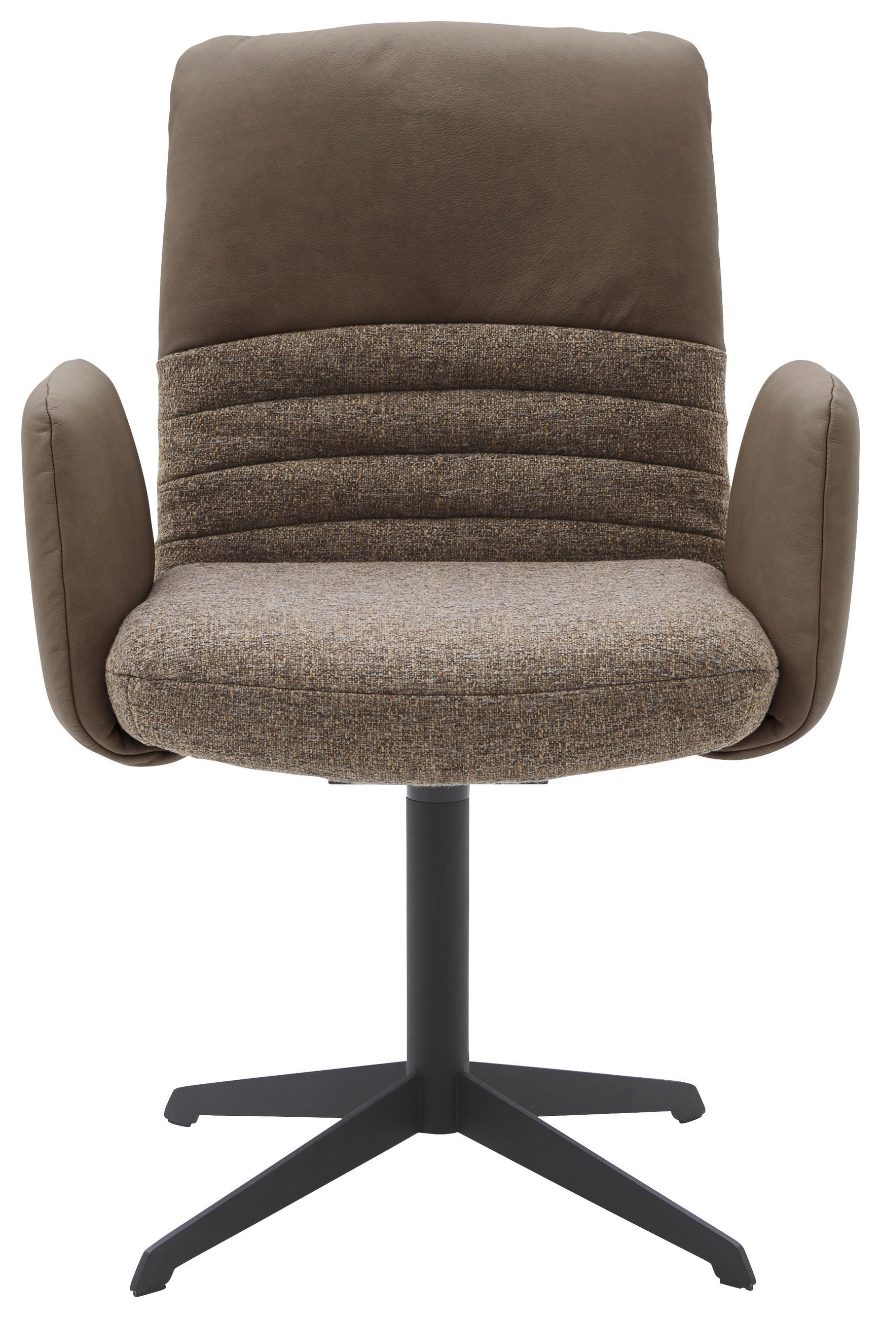 ARMLEHNSTUHL  in Stahl Flachgewebe Echtleder pigmentiert  - Schlammfarben/Graubraun, Design, Leder/Textil (64/93/69cm) - Dieter Knoll