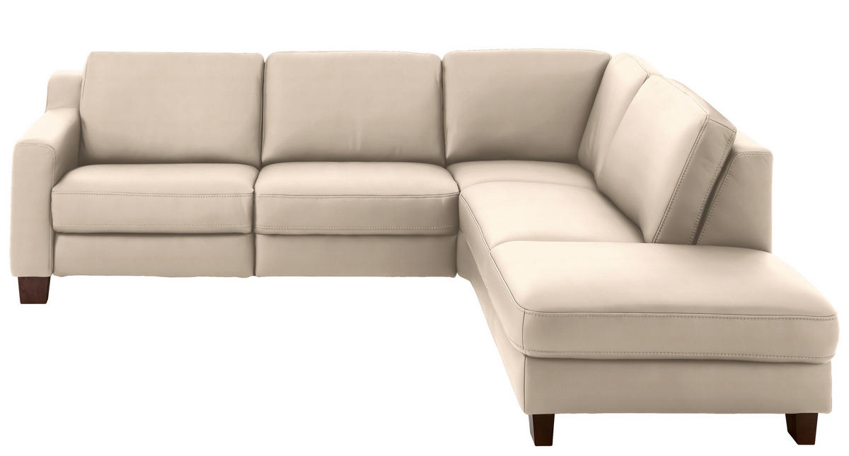 ECKSOFA in Echtleder Beige  - Eichefarben/Beige, Design, Leder/Holz (259/235cm) - Valdera