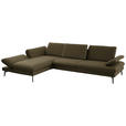 ECKSOFA in Echtleder Grün  195/308 cm  - Schwarz/Grün, Design, Leder/Metall (195/308cm) - Dieter Knoll