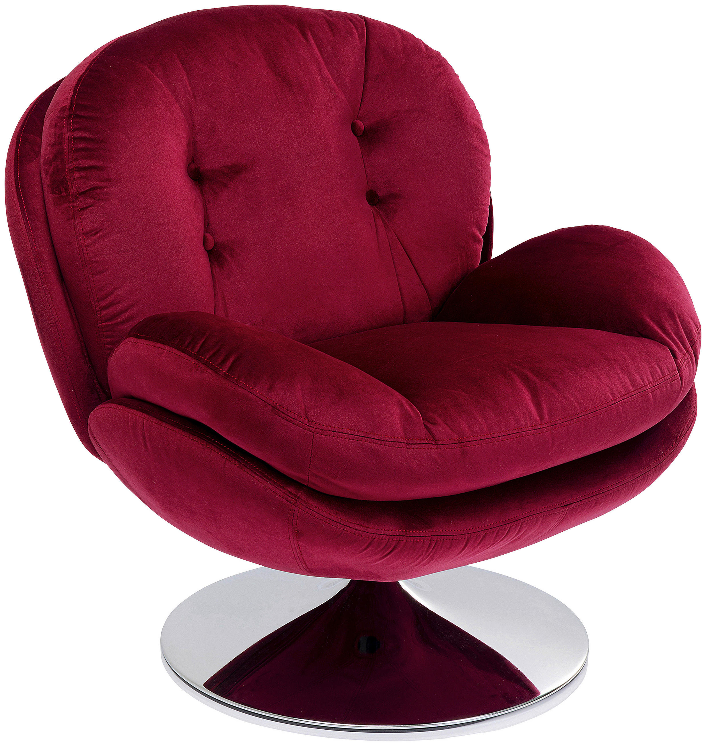 DESIGNSESSEL in Samt Chromfarben, Dunkelrot  - Chromfarben/Dunkelrot, Design, Textil/Metall (79/65/56cm) - Kare-Design