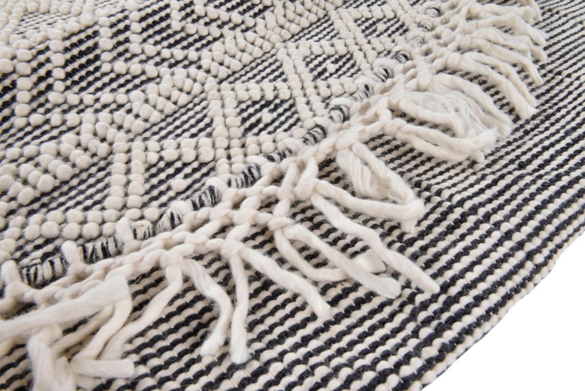 HANDWEBTEPPICH 140/140 cm Colored Macrame two Creme, Grau  - Creme/Grau, KONVENTIONELL, Textil (140/140cm) - Tom Tailor