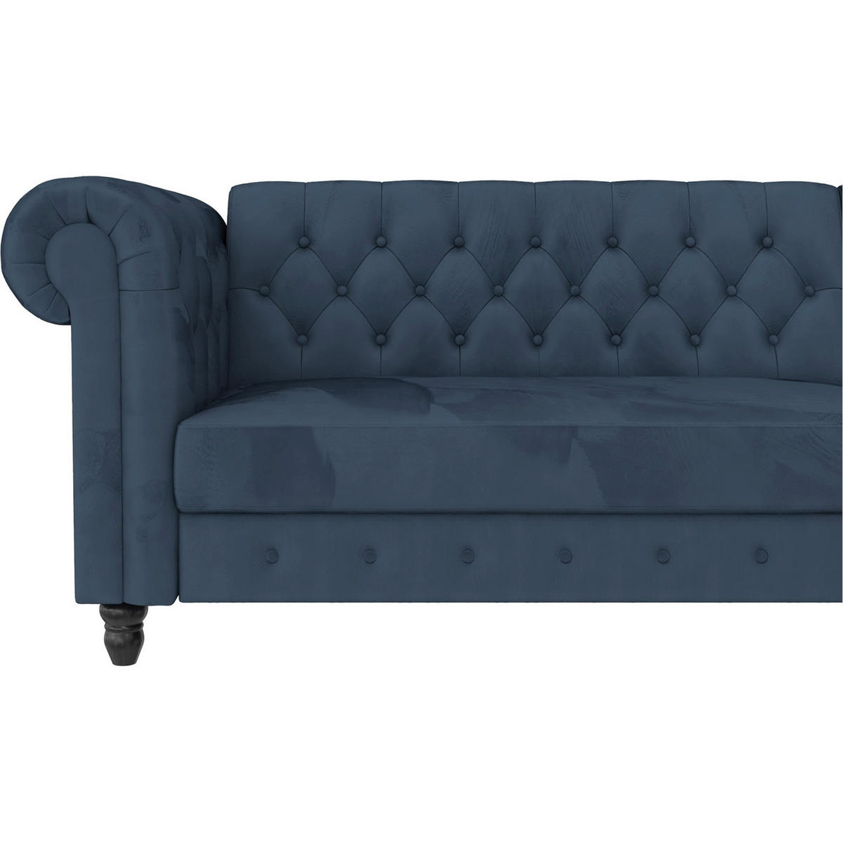 ECKSOFA FIRENZE in Velours Blau  - Blau/Schwarz, Basics, Holz/Textil (241/154cm) - Livetastic