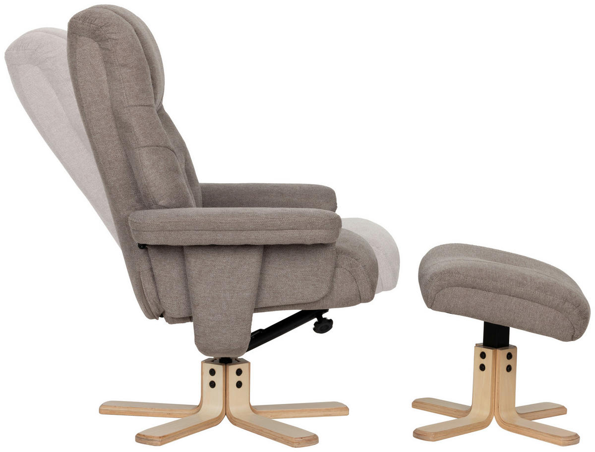RELAXSESSELSET Webstoff    - Naturfarben/Grau, Design, Holz/Textil (80/109/79cm) - Livetastic