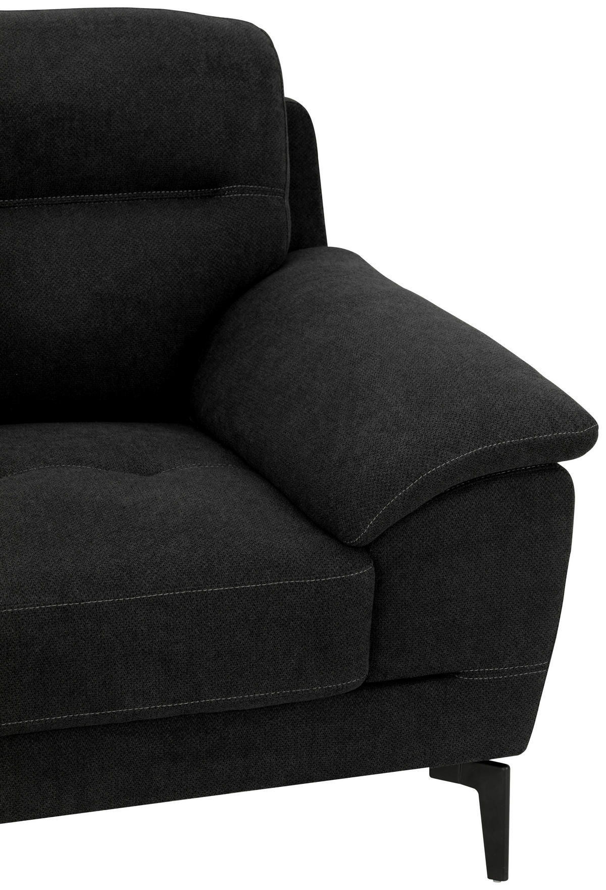 BOXSPRINGSOFA in Textil Schwarz  - Schwarz, KONVENTIONELL, Textil/Metall (175/92/94cm) - Livetastic