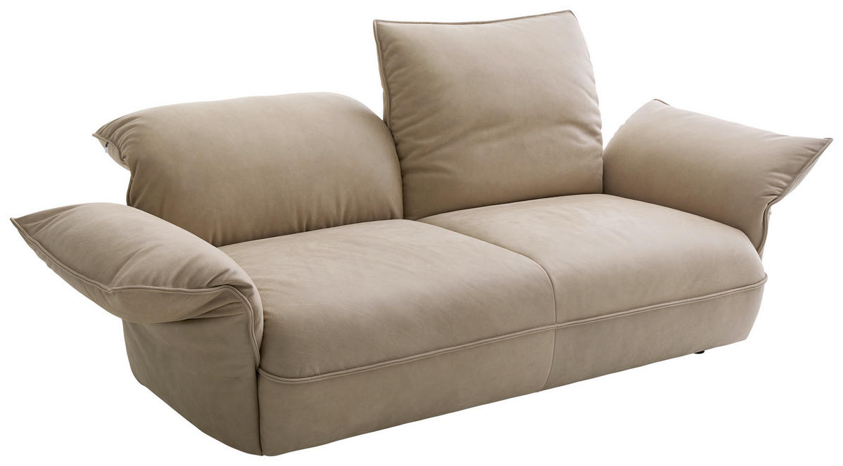2,5-SITZER Beige Echtleder  - Beige/Schwarz, Design, Leder/Kunststoff (190/74-99/87-117cm) - Koinor