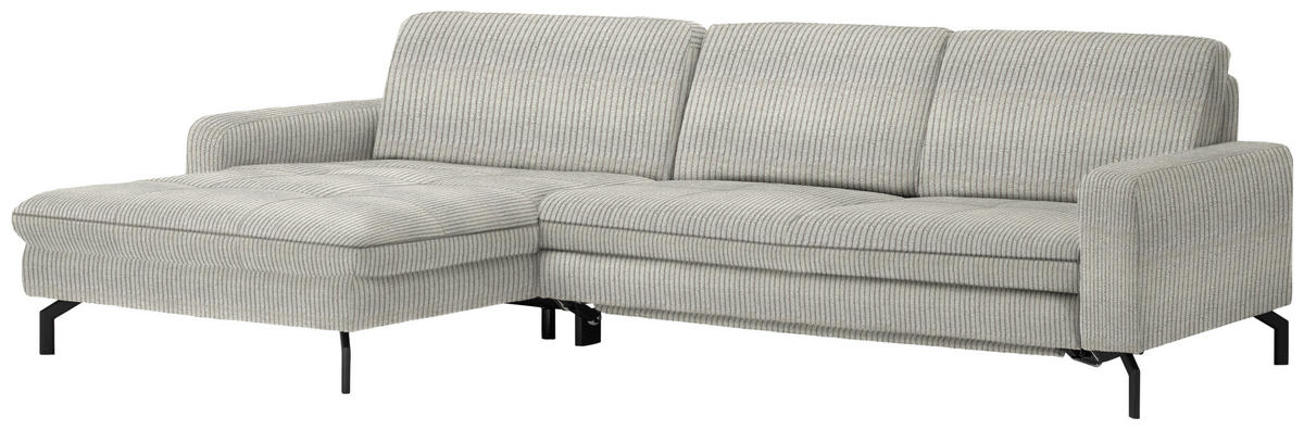 ECKSOFA in Cord Hellgrün  - Schwarz/Hellgrün, Design, Textil/Metall (178/302cm) - Beldomo Style
