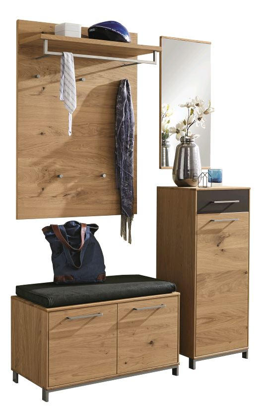 GARDEROBE Anthrazit, Eichefarben - Eichefarben/Anthrazit, Design, Glas/Holz (140/195/40cm)