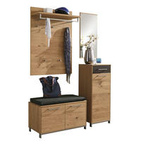 GARDEROBE 5-teilig  in 140/195/40 cm  - Eichefarben/Anthrazit, Design, Glas/Holz (140/195/40cm)