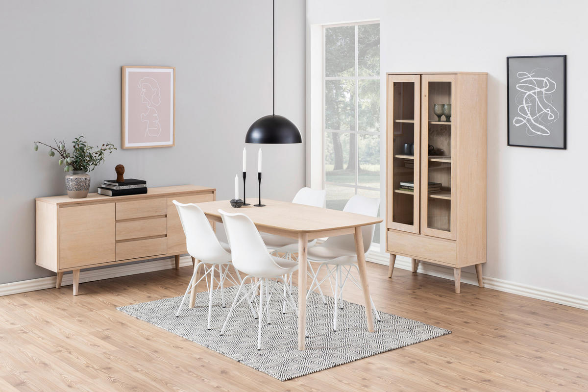 VITRINE in Eiche Eiche Bianco  - Eiche Bianco, KONVENTIONELL, Glas/Holz (80/178/37cm)