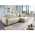 ECKSOFA Beige Flachgewebe Zierkissen, Rückenkissen, Bettkasten, Schlaffunktion, Rücken echt, Liegefläche im Originalstoff  - Beige/Schwarz, KONVENTIONELL, Kunststoff/Textil (145/285cm) - Carryhome
