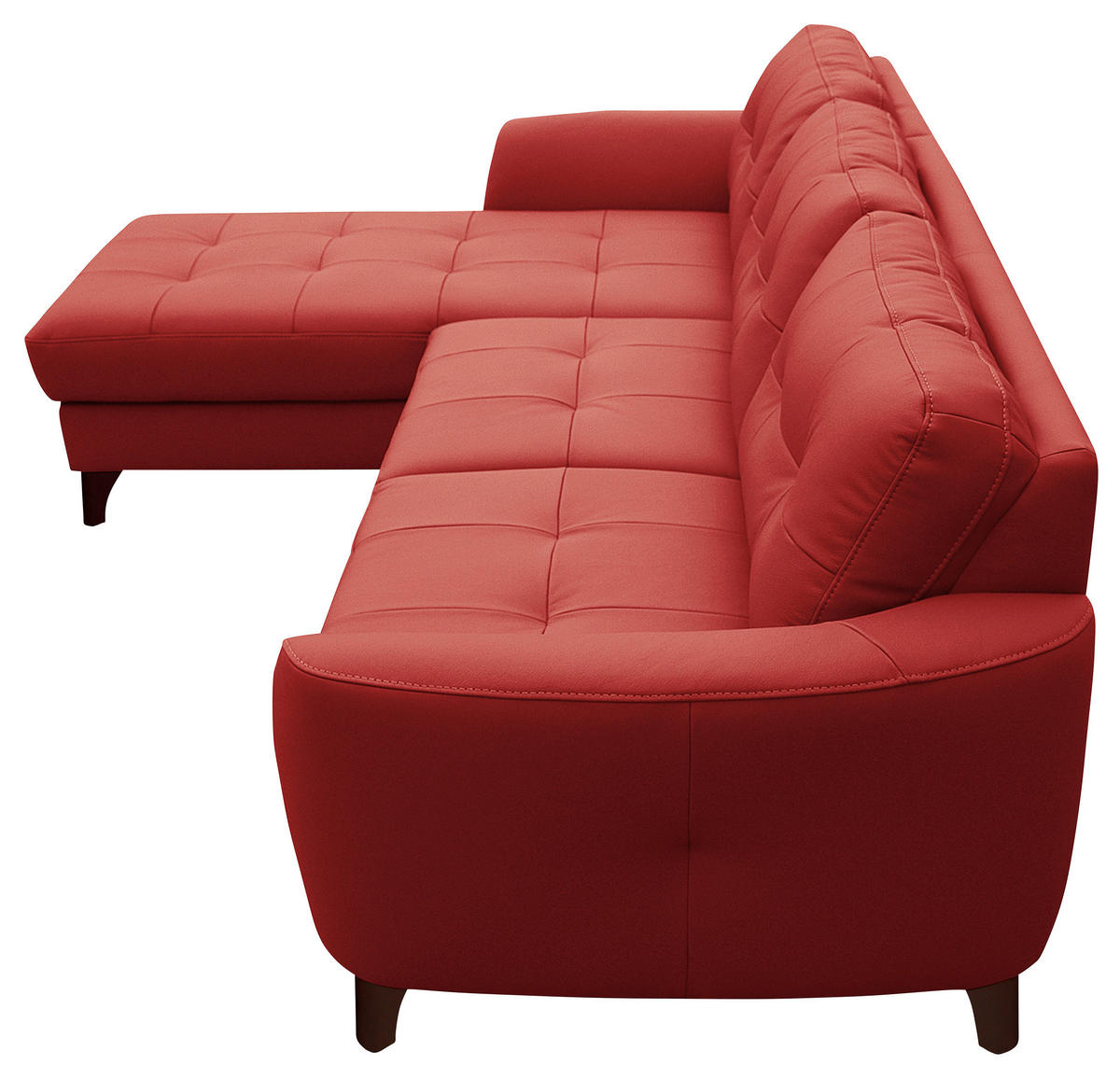 ECKSOFA in Lederlook Echtleder Rot  - Buchefarben/Rot, Design, Leder/Holz (238/168cm) - Livetastic
